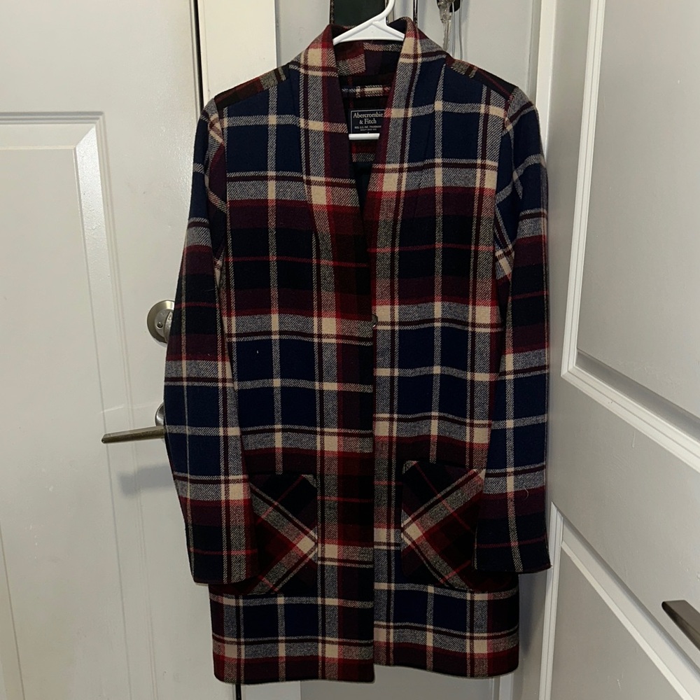 Abercrombie & Fitch Navy and Red Plaid Blazer